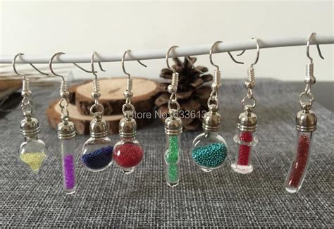 100setslot Diy Clear Mixed Style Miniature Glass Vial Earring Craft