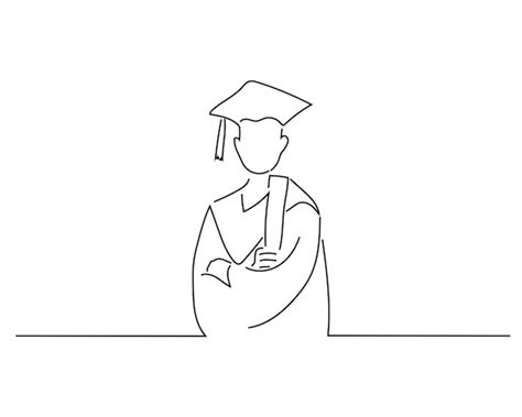 Premium Vector Man Graduation Sketch Or Continuous Line Art Illustration