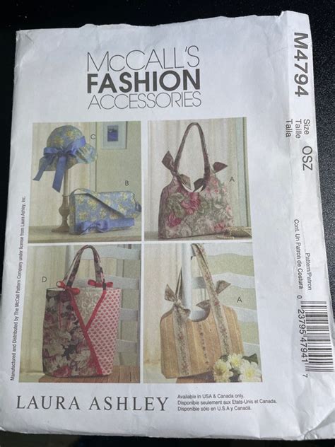 Mccalls Laura Ashley Handbags And Hat Sewing Pattern Etsy