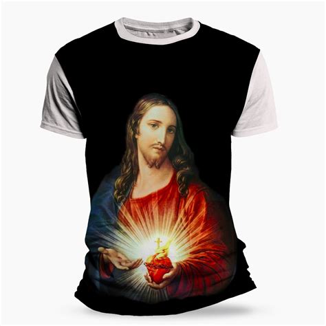 Camiseta Religiosa Católica Sagrado Coração De Jesus Iii Atacado E