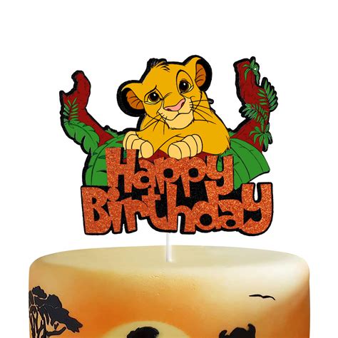 Buy Glitter Cartoon The Lion King Happy Birthday Cake Topper Jungle