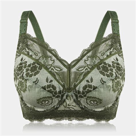 Plus Size Embroidery Full Coverage Adjustable Push Up Bra