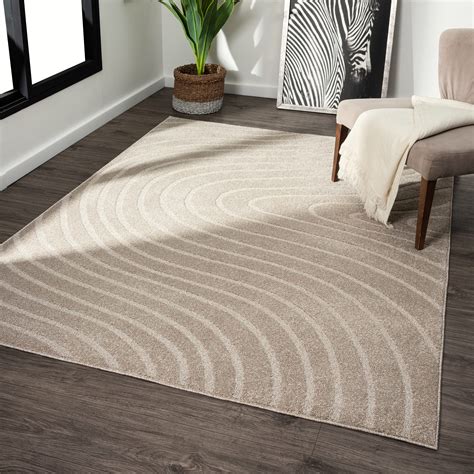 LUXE WEAVERS Modern Geometric Wave Beige 2x3 Area Rug
