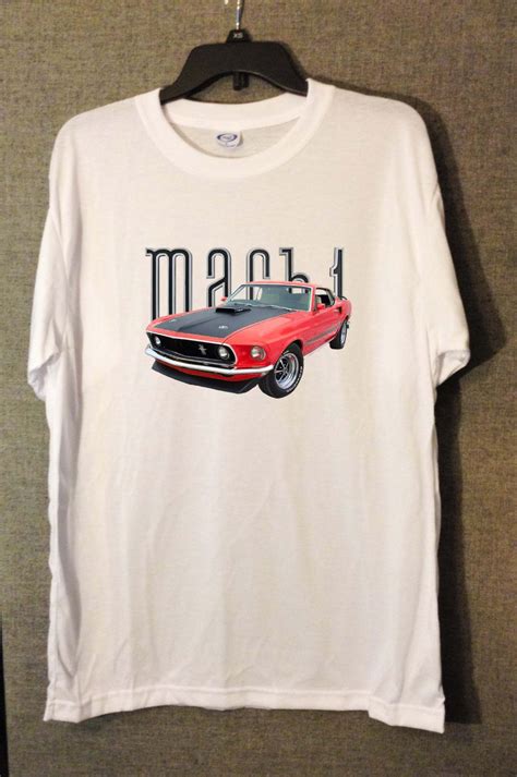 New Red 1969 Ford Mustang Mach 1 White T Shirt