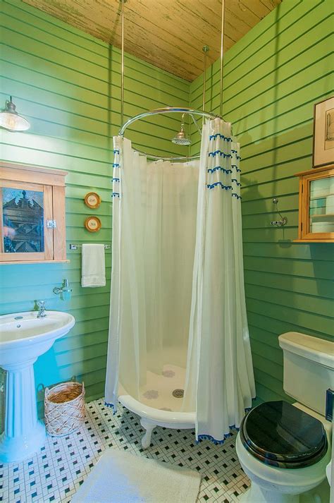 Eclectic Bathroom In Green With An Ingenious Shower Zone From Saxony Design Build Trending