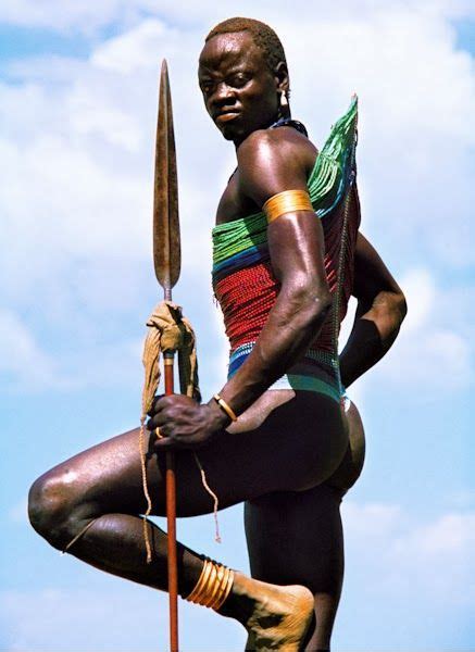 Tribu Dinka Sudan Africa People Warriors Standing African People