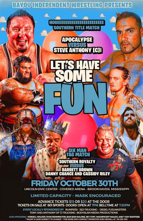 Bayou Independent Wrestling Presents Lets Have Some Fun Friday