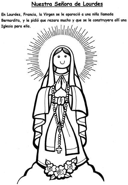 En la misma línea que otras apariciones marianas, tuvo su origen en los testimonios de tres niños pastores, llamados lucía dos santos, jacinta y francisco marto. Día de Nuestra Señora de Lourdes para pintar | Colorear ...