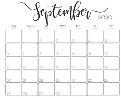 A Calendar With The Word September Written In Cursive Writing On It And