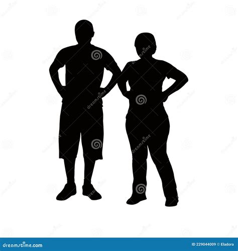 A Man And A Woman Standing Body Silhouette Vector Black Color