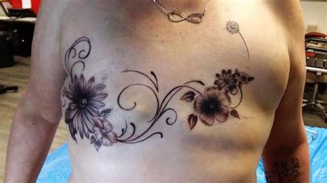 Black Floral Flat Mastectomy Tattoo Mastectomy Tattoo Tattoos
