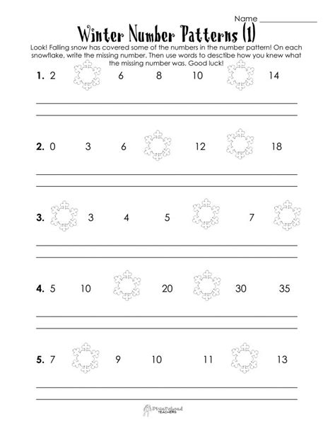 Missing Number Patterns Worksheets