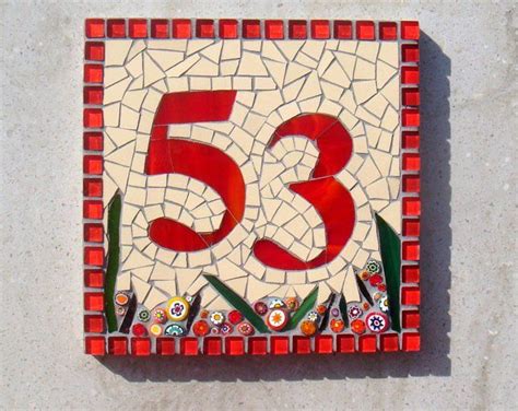 Mosaic House Number Street Sign Address Plaque Door Number Etsy
