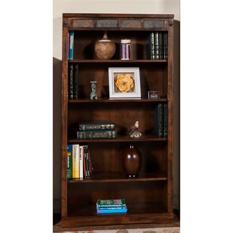 Sunny Designs Santa Fe Rustic Five Drawer Bookcase With Slate Accents