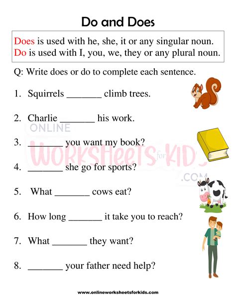 Do And Does Worksheets For Grade 1 1