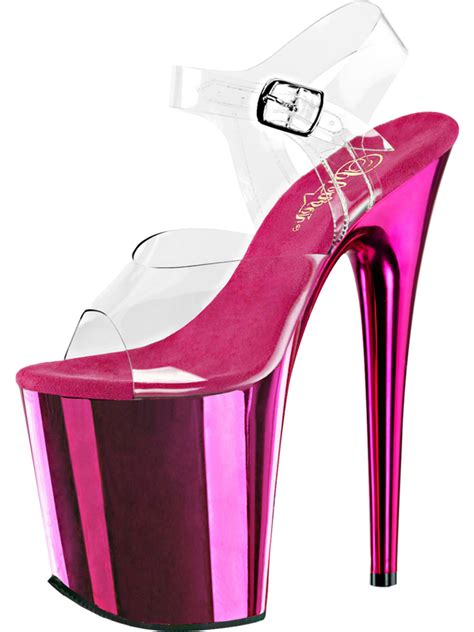 Pleaser Womens 8 Inch Heels Sexy Hot Pink Platform Sandals Clear