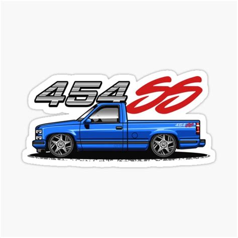 Chevy 454 Ss Pickup Truck Mariner Blue Sticker For Sale By