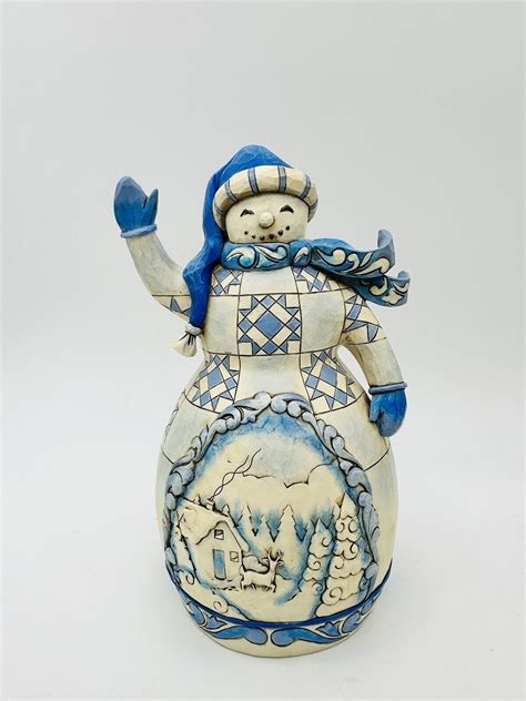 2012 Jim Shore “cheerful Greetings” Blue Snowman Figurine Ebay