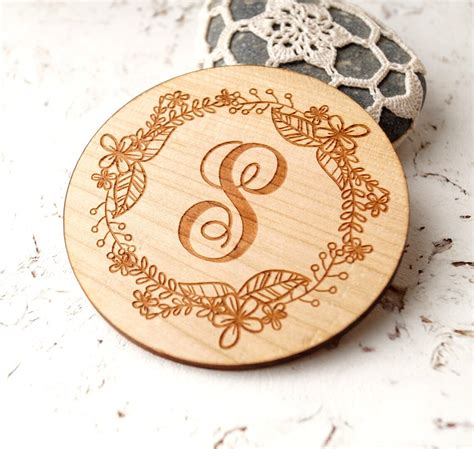 Monogram Wooden Coasters Personalized Custom Engraved Wood Etsy