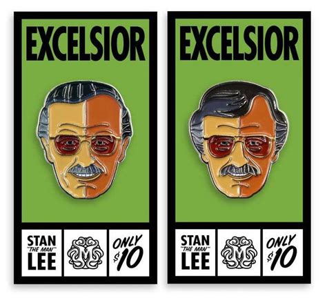 Stan Lee Marvel Portrait Enamel Pins By Tom Whalen And Mondo Tom Whalen