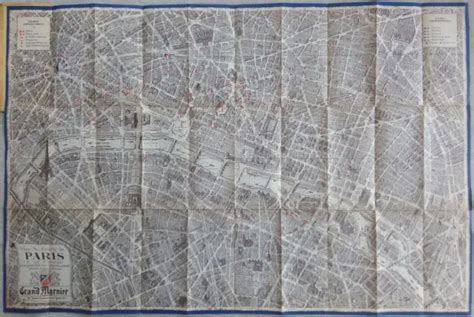 1951 Peltier Map Birds Eye View Of The Heart Of Paris Grand