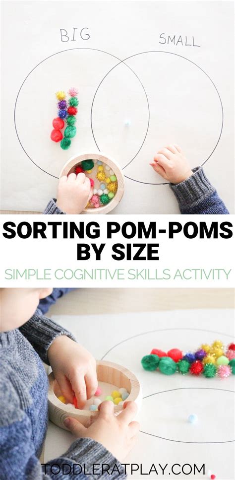 Sorting Pom Poms By Size Activity Toddler At Play Toddler Learning