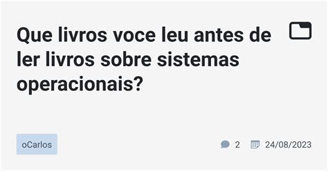 Livros Sobre Sistemas Operacionais