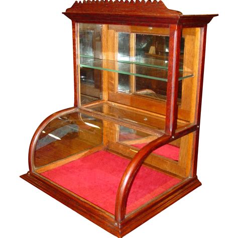 Neat Small Oak Curved Glass Counter Display Case From Sydowsantiques On Ruby Lane