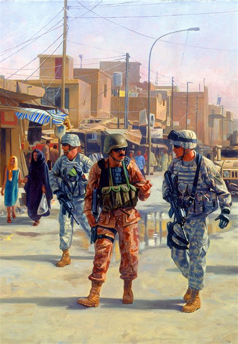 Us And Iraqi National Guards Patrolling Martyrs Market Baghdad