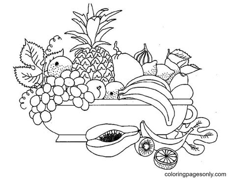Printable Fruit Pictures Coloring Pages - Tropical Fruits Coloring