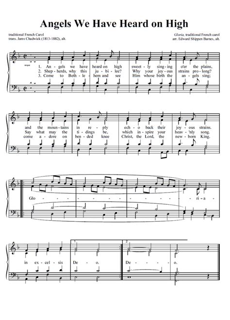 Angels We Have Heard On High Choral Sheet Music Easy Sheet Music