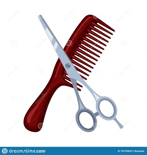 Colorful Cartoon Comb And Scissors Stock Vector Illustration Of
