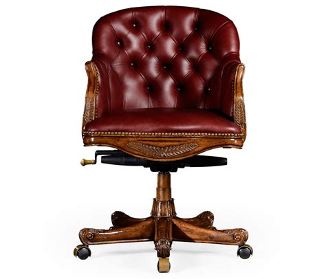 Comparison shop for red leather desk chairs office chairs in office supplies. Chesterfield Style Mahogany Office Chair, Upholstered in Rich Red Leather