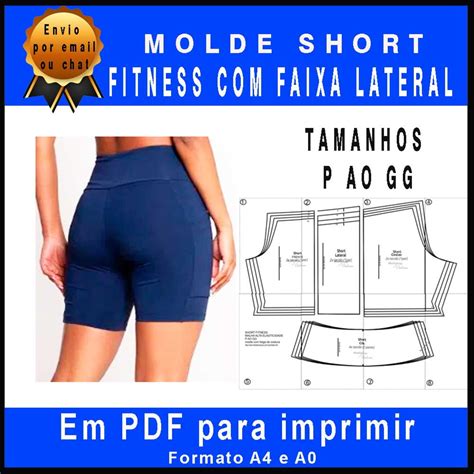 Molde De Short Fitness Com Faixa Lateral Feminino Elo7