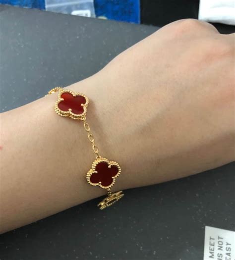 Four Leaf Clover Charm Bracelet 18K Real Gold Solid Bracelets Etsy