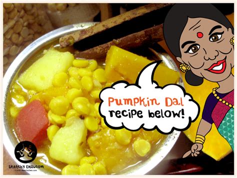A Woman Holding A Bowl Of Food With Corn On The Side And Pumpkin Dal Recipe Below