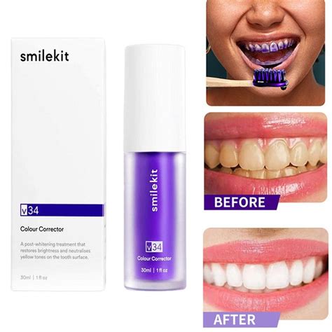 smilekit new v34 series toothpaste purple color corrector teeth colour corrector serum
