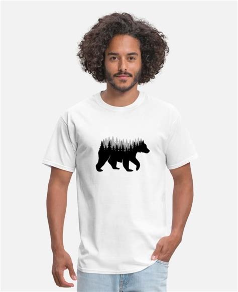 bear nature trees men s t shirt spreadshirt in 2021 long sleeve shirt men shirts mens