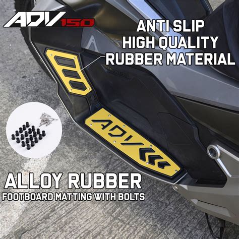 HONDA ADV 150 CNC ALLOY RUBBER FOOTBOARD MATTING WITH BOLTS FOR ADV 150