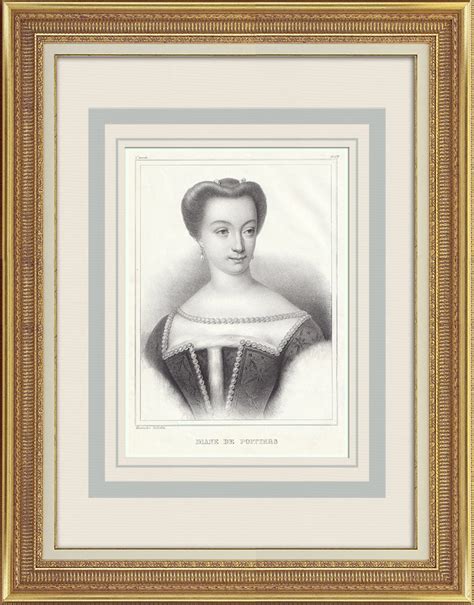 Antique Prints And Drawings Portrait Of Diane De Poitiers 1500 1566 Lithography 1839