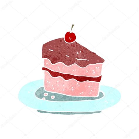 Una rebanada de pastel en un círculo rosa sobre fondo vintage beige. Pedazo de dibujos animados retro de pastel — Vector de ...