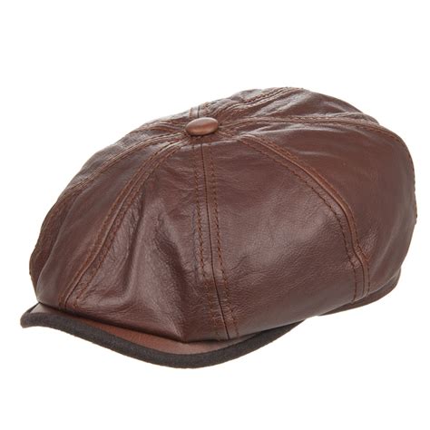 Leather Flat Cap For Men Model Hatteras By Stetson Online Hatshop