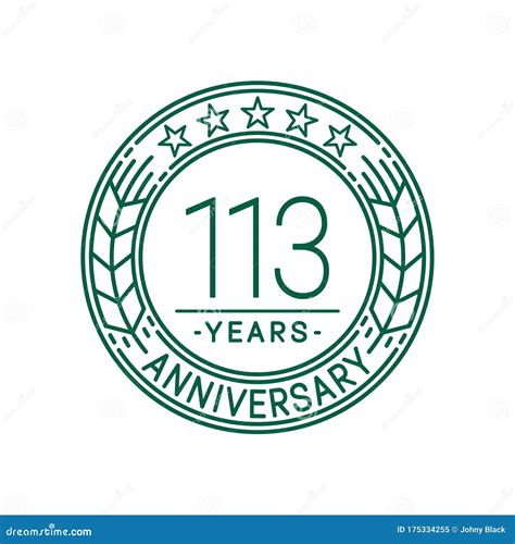 113 Years Anniversary Celebration Logo Template 113th Line Art Vector