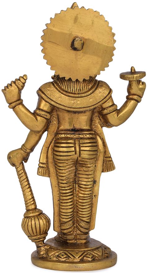 7 Four Armed Standing Vishnu In Brass Handmade Made In India