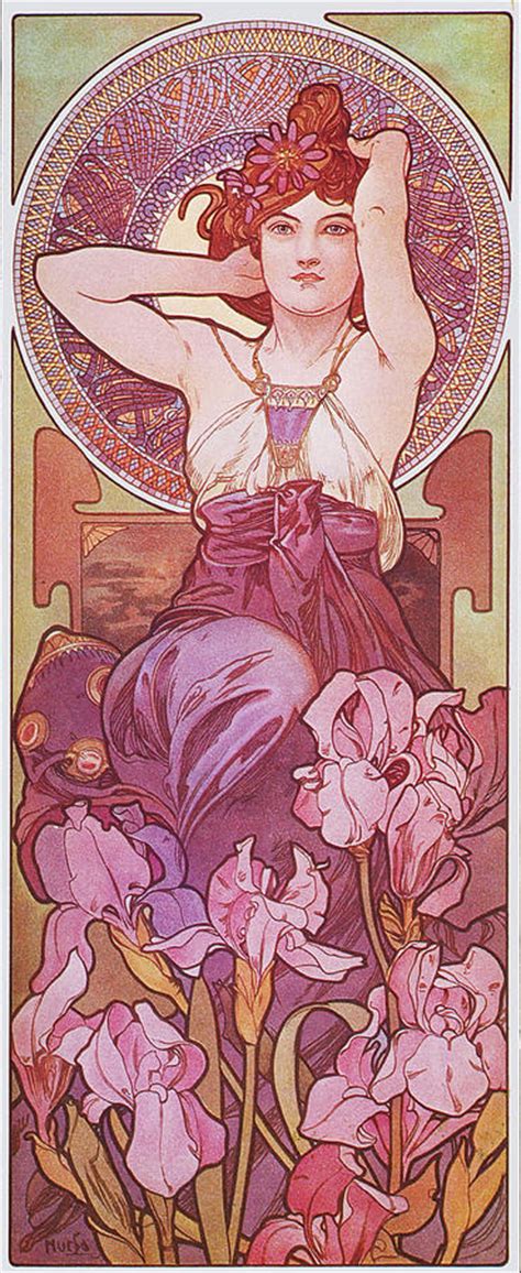 Amethyst Art Nouveau Lady Vintage Painting By Masterpieces Of Art