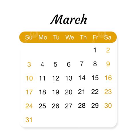 March 2024 Simple Yellow Calendar Vector March 2024 March 2024