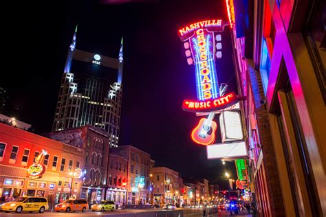 Nashville Night Street Scene Music Row Tennessee Travel Destinations