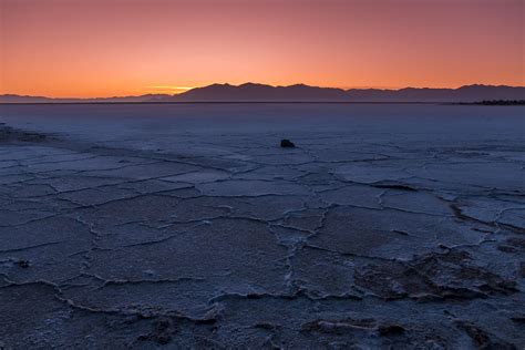 The Sun Rises On The Dried Salt Flat Shore Of The Great Salt Lake Utah
