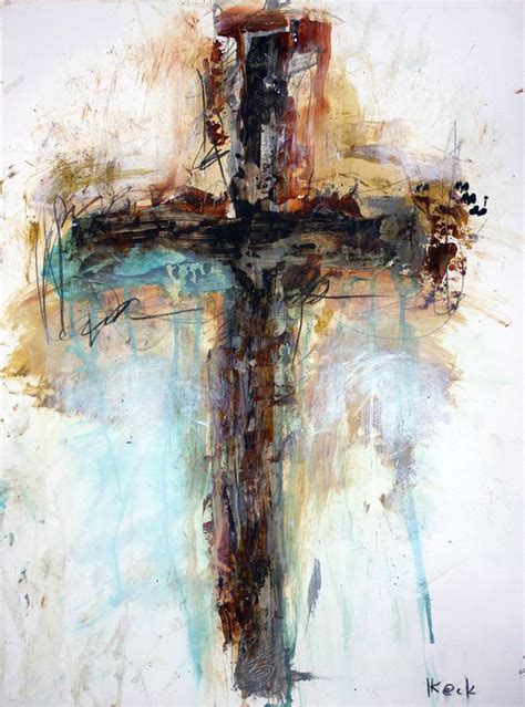 Original Cross Art Painting By Michel Keck