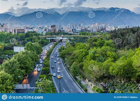 View Of Modares Highway And Alborz Mountain Range In Tehran Ir Stock